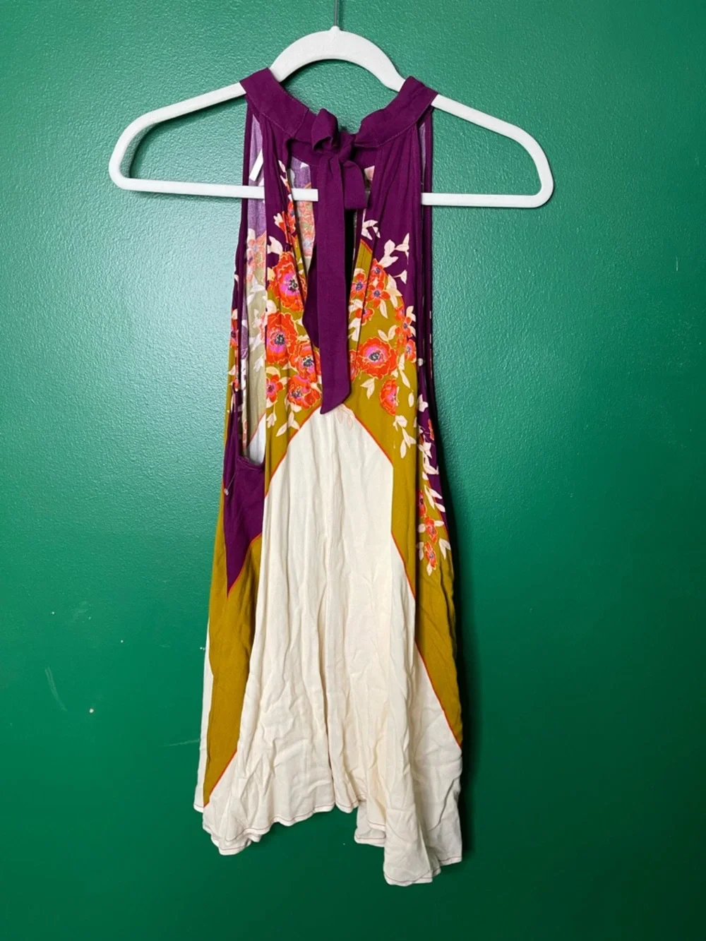 Free People NWOT "Beat of My Heart" tunic top Dress Bohemian Festive Sz M floral - Picture 8 of 8